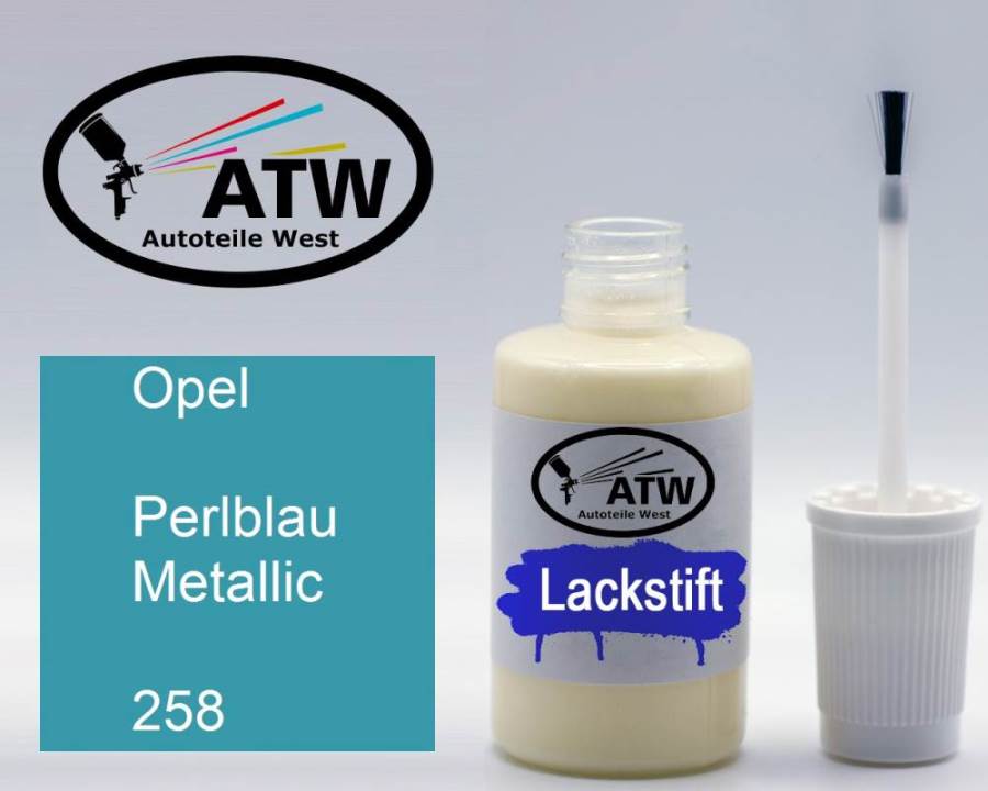 Opel, Perlblau Metallic, 258: 20ml Lackstift, von ATW Autoteile West.